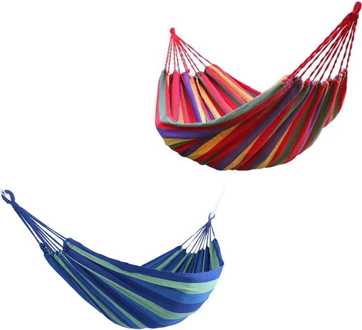 Draagbare Extra Dikke Dubbele Hangmat - Comfortabel en Ademend voor Buiten - Ideaal voor Tuin, Camping en Picknick (280 x 80 cm, Blauw)