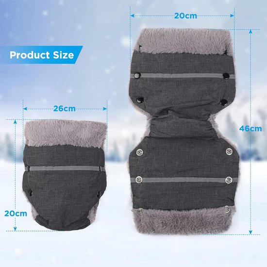 Universele Kinderwagen Handmuff - Waterdicht en Winddicht Met Fleece Voering - Grijze Handwarmer van Universele — afbeelding 5