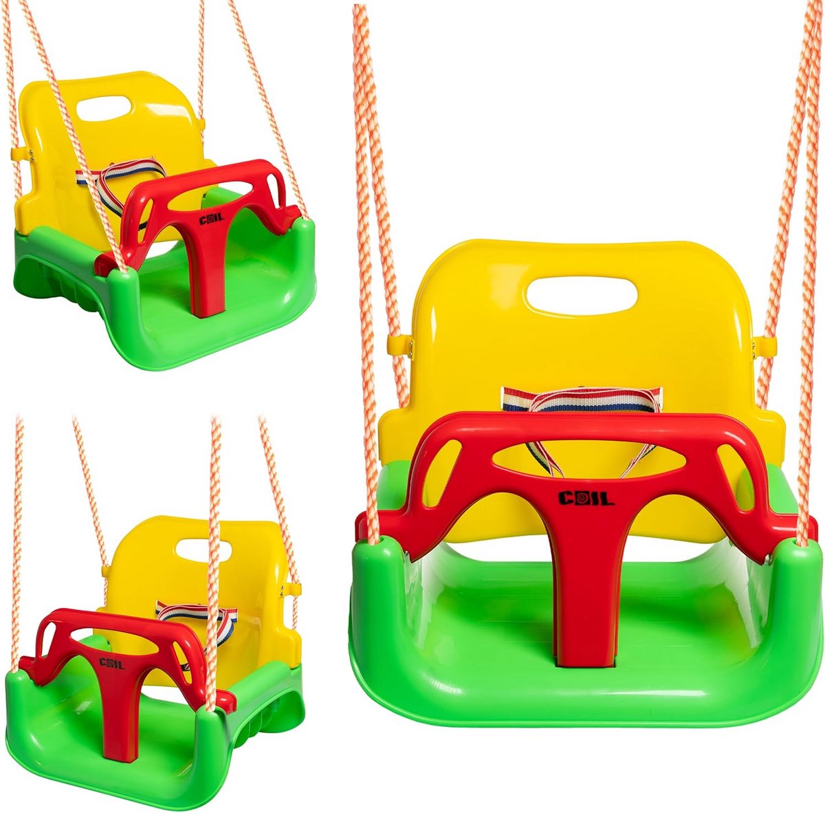 3-in-1 Babyschommel met Verstelbare Rugleuning en Veiligheidsriem voor Binnen en Buiten