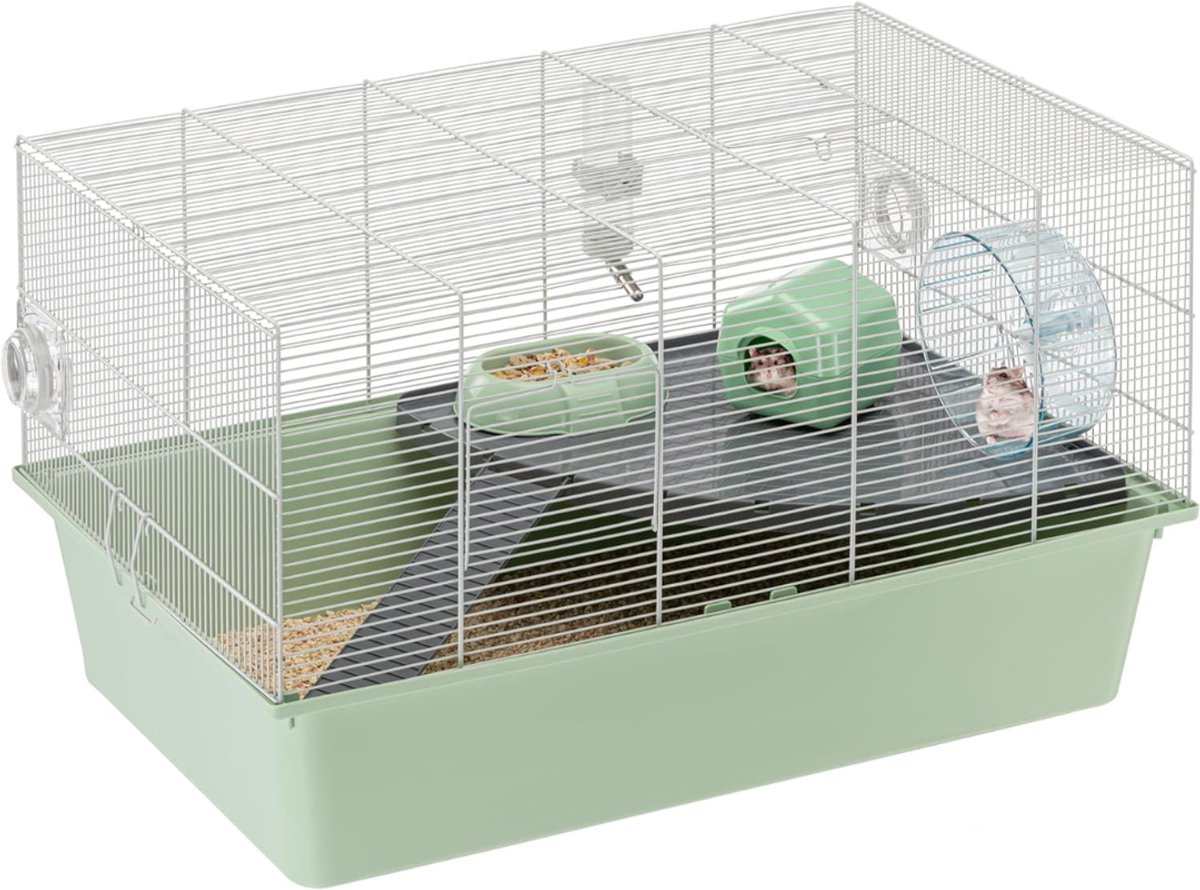 Nexvo® Hamsterkooi - Knaagdierkooi - Kooi - Inklapbare Deksel - Groen - 70cmx 46cm x 41cm;