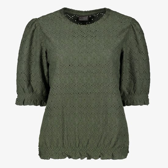TwoDay dames top met pofmouwen groen - Maat XXL