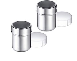 2-Pack Powdered Sugar Sifter Shakers – Stainless Steel Cocoa & Matcha Powder Dusters – Fine Mesh Flour & Coffee Sprinkle Containers.Zilver-6.5*6.5*8cm