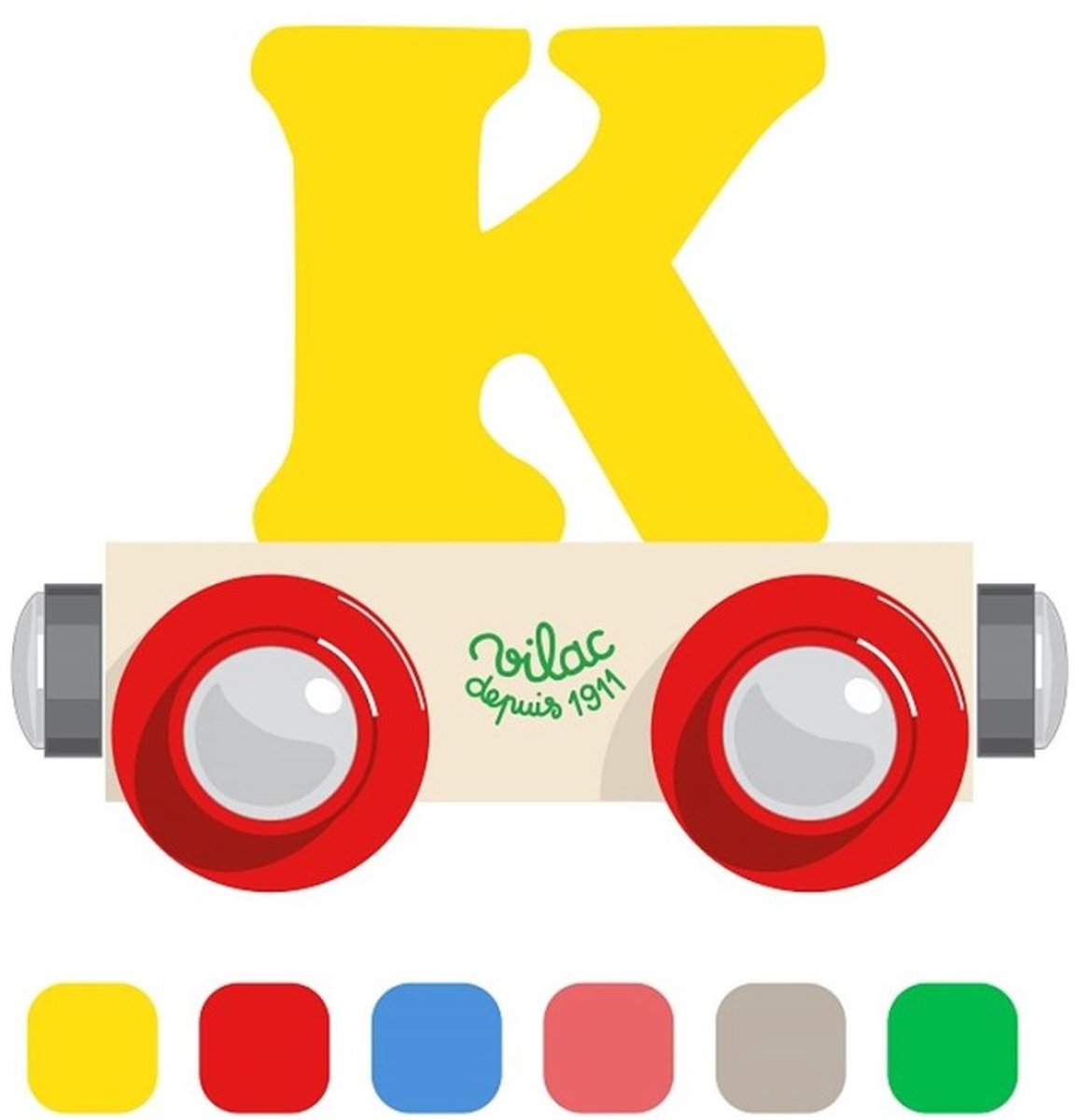 Vilac speelgoed wagon letter K multicolor educatief karton.