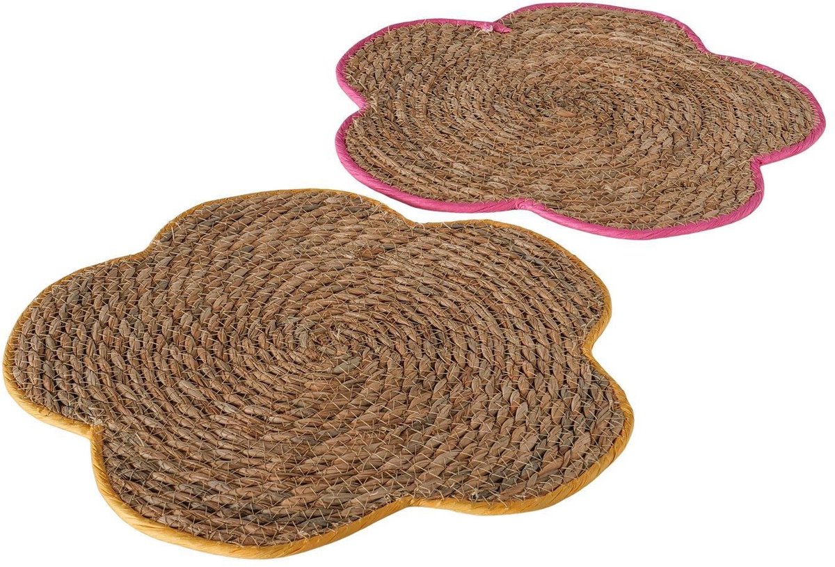Boltze Home placemat zeewier rond 37cm multicolor bloemvorm.