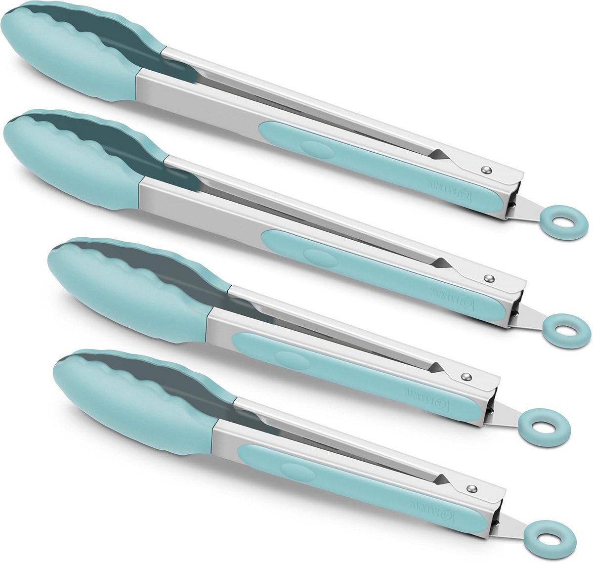 4-delige Keukentang Set, Premium Siliconen RVS Grilltang met Vergrendeling