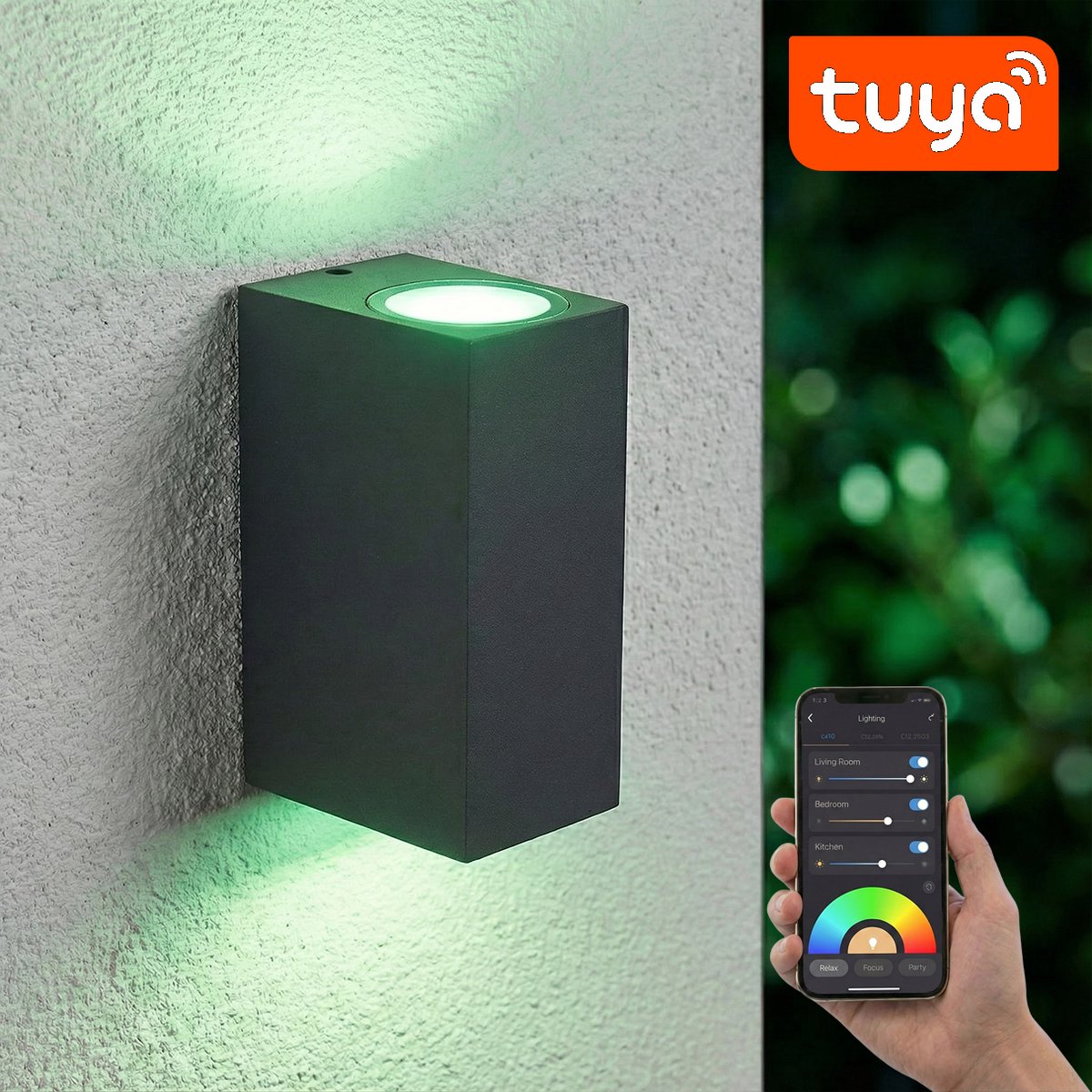 SMART LED Wandlamp | Tuya / WiFi | San Francisco | Incl. 2x lichtbronnen | Antraciet