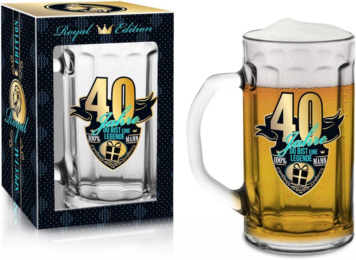 Bierpul 0,5L Cadeau voor 40e Verjaardag Man - 'Je bent een Legende'