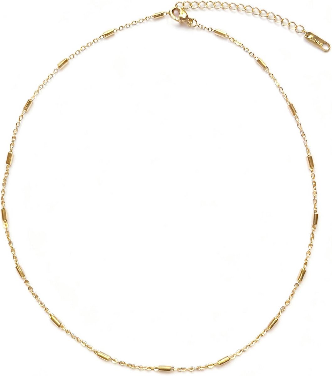 Elegante Dames Choker Ketting 18K Verguld met Schitterende Detail en Verstelbare Sluiting
