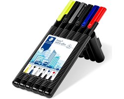 Set van 6 Fijnschrijvers en Pennen in Draagbare Kantoor Organizer