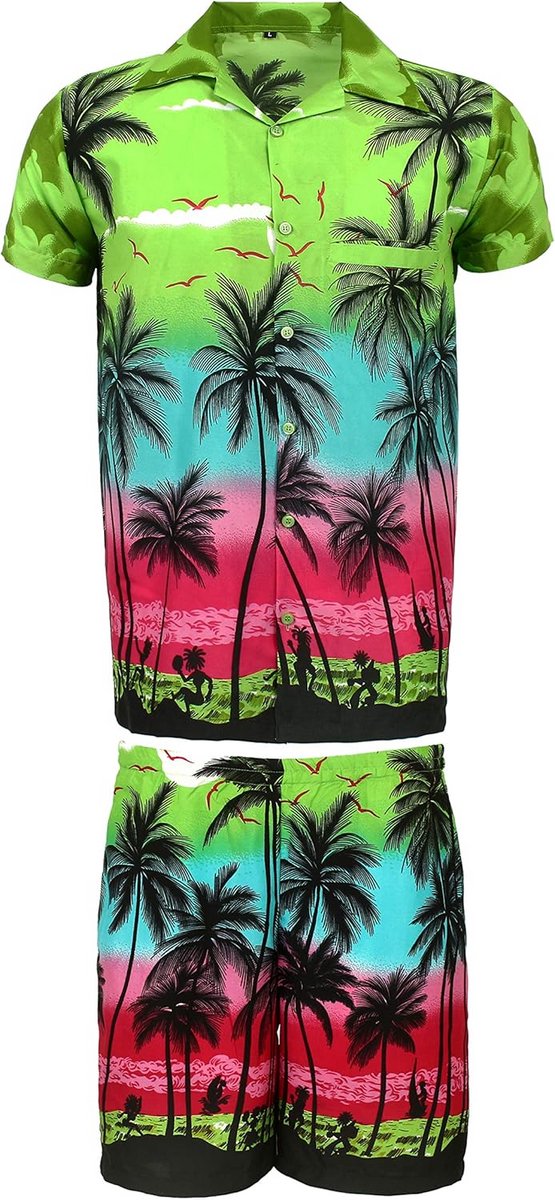 Zomers Hawaï Set voor Heren: Aloha Strandshirt en Korte Broek