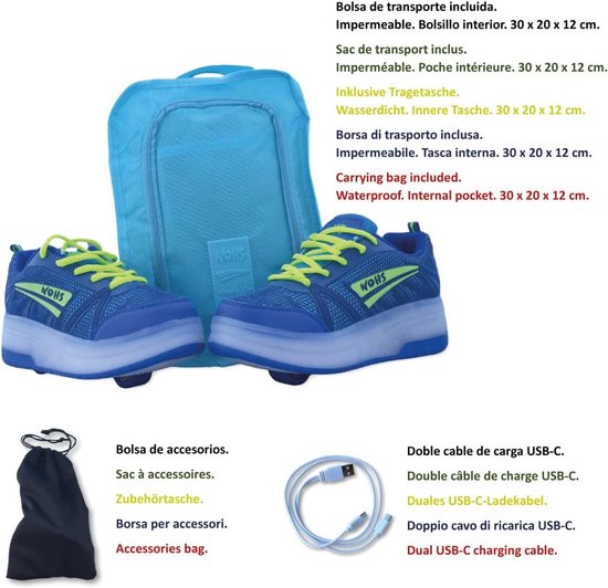 Oplaadbare LED Sneakers met Intrekbare Wielen voor Kinderen