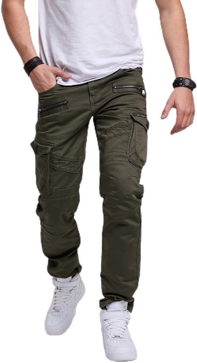 Heren Cargobroek Denim Jogger Straight Fit | Slim Fit Jeans met Smalle Pijpen