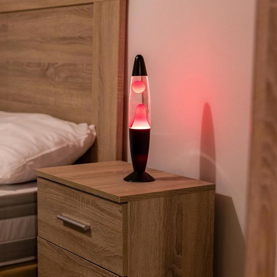 SNJY® Lavalamp - Sfeervolle Nachtlamp - Rustgevende Lamp - 220 V - Rood/Zwart — afbeelding 5