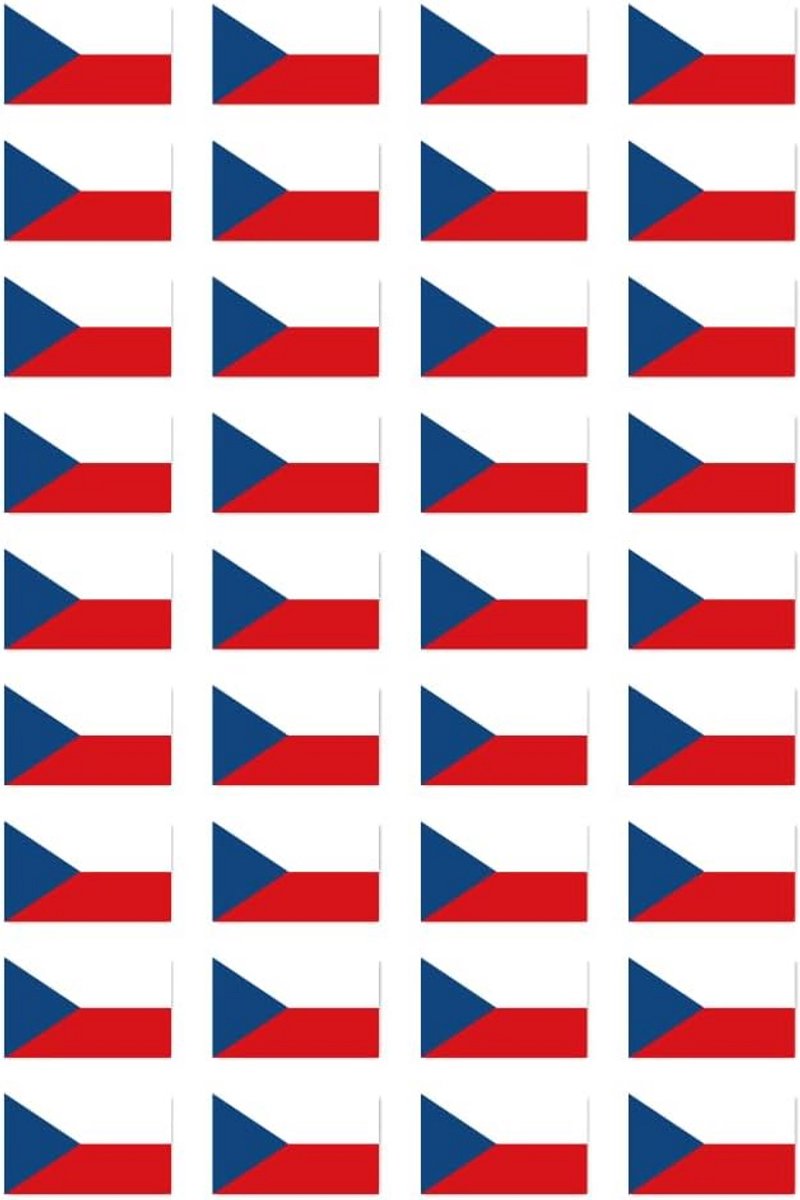 Zelfklevende Vlag Stickers Tsjechië 25x15 mm - 36 Stuks
