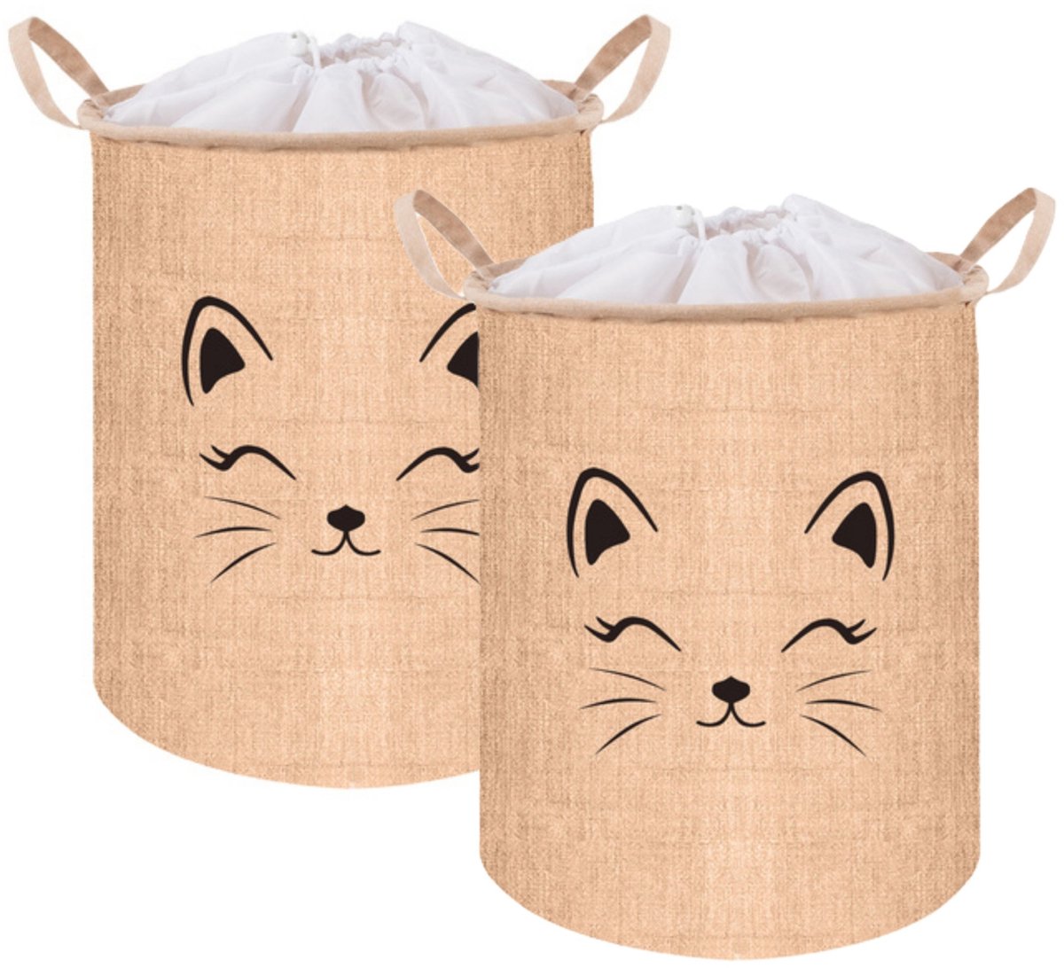 Kruzzel Speelgoedmand - 2x - beige - 35L - 32 x 43 cm - opbergmand - speelgoedkist - organizer
