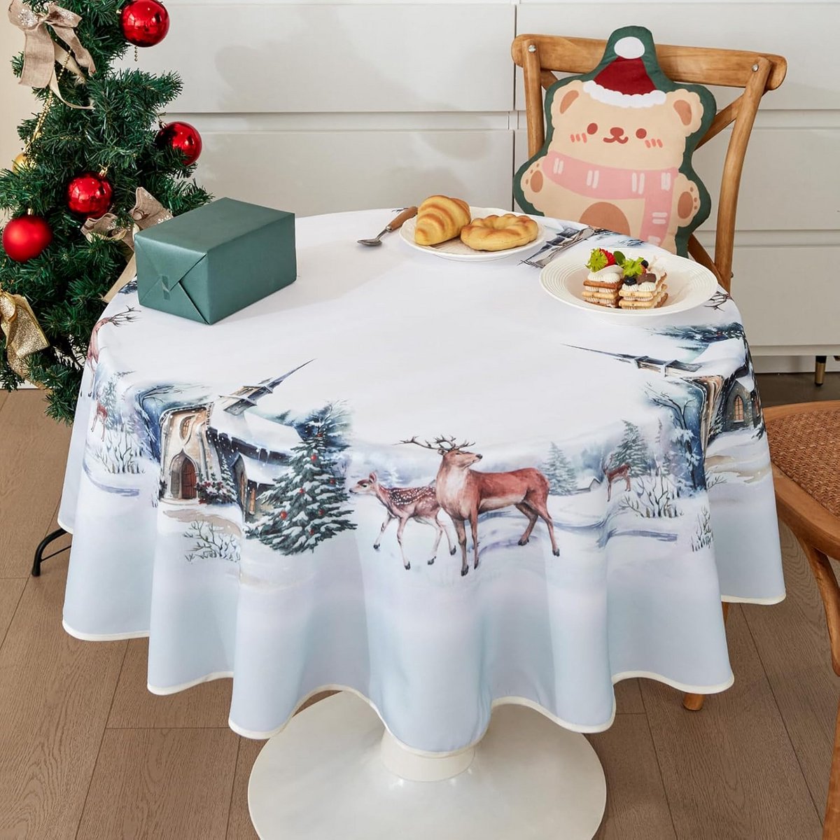 Kerst Tafelkleed Polyester Winterse Tafeldecoratie voor Feestdagen
