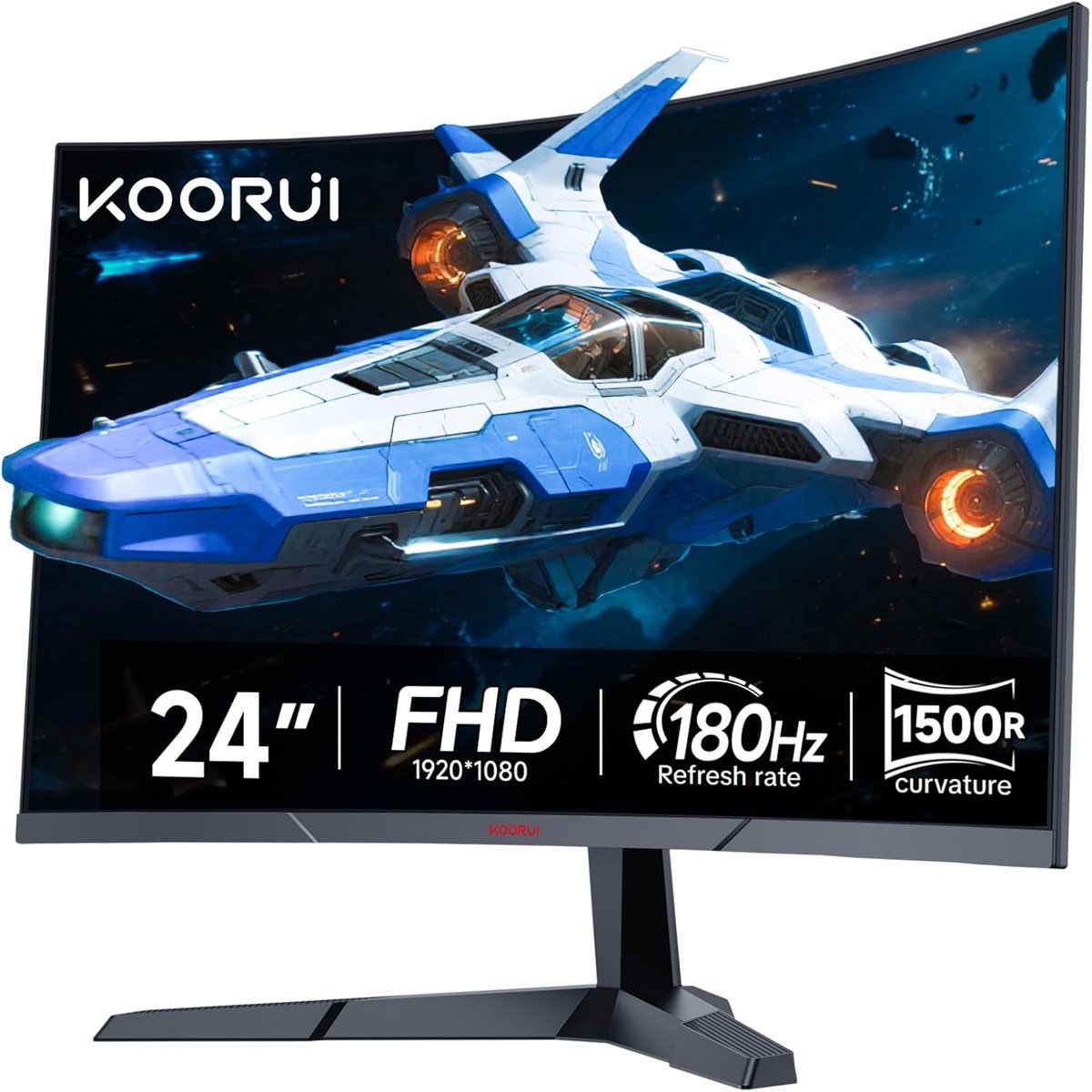 Gebogen Gaming Monitor 24 Inch 180Hz Full HD 1ms met Adaptive-Sync