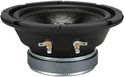 Zwarte Pyle midrange speaker met zilveren rand en aansluitpunten, op witte achtergrond.