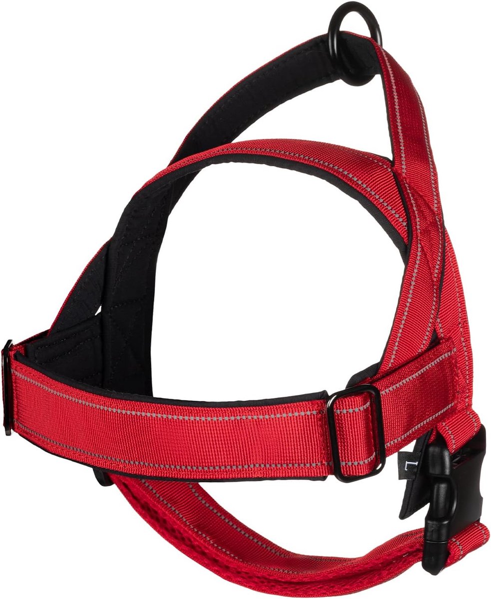 Famanu – Hondenharnas - verstelbaar - voor kleine - middelgrote en grote honden - reflecterend - anti-ontsnapping - zonder trekken - hondenharnas - jacht - training - outdoor - rood - S