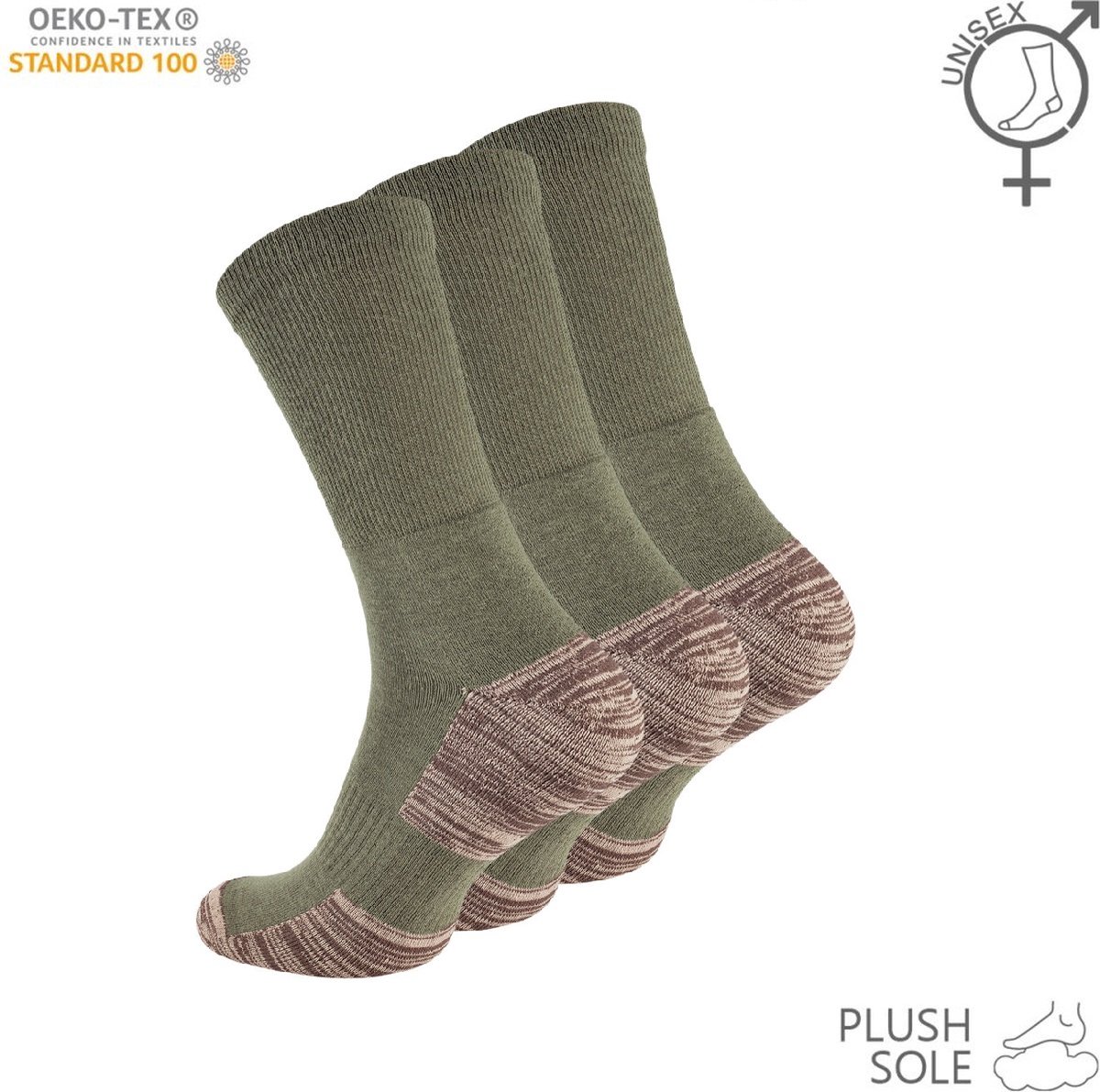 Stark Soul sportsokken - wandelsokken outdoor - sokken maat 43/46 - badstof - olijfgroen - 3 paar