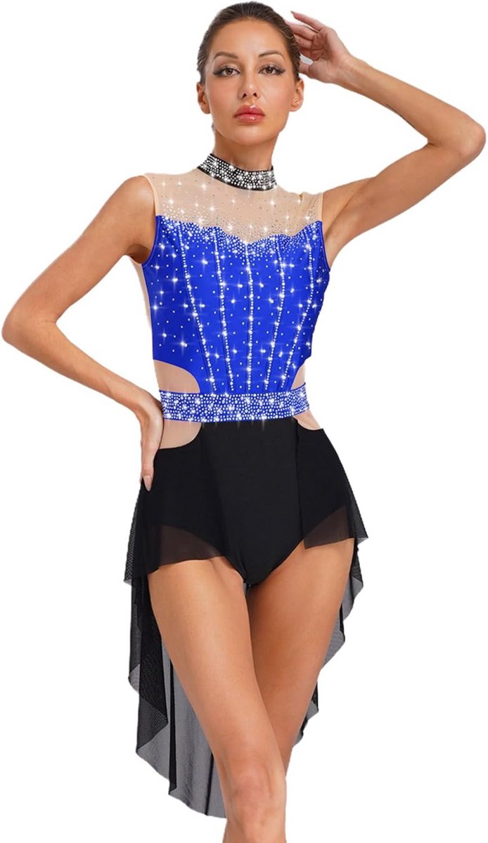 Glanzende Dansjurk met Strass voor Dames – Mouwloos – Geschikt voor Kunstschaatsen, Turnen en Balletsporten Glanzende Dansjurk met Strass voor Dames – Mouwloos – Geschikt voor Kunstschaatsen, Turnen en Balletsporten