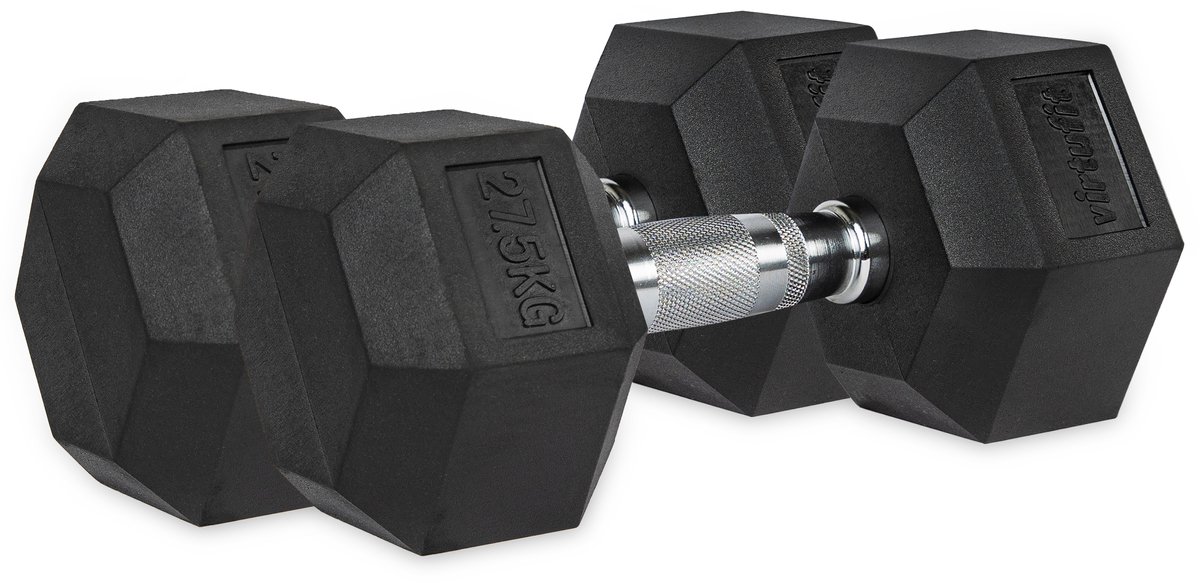 VirtuFit Hexa Dumbbell Pro Set - 2 x 27,5 kg - Hexagon Dumbbell - Duurzaam en Slijtvast - Krachttraining - Gewicht - CrossFit & Fitness - Geschikt voor Beginners en Professionals - Set van 2