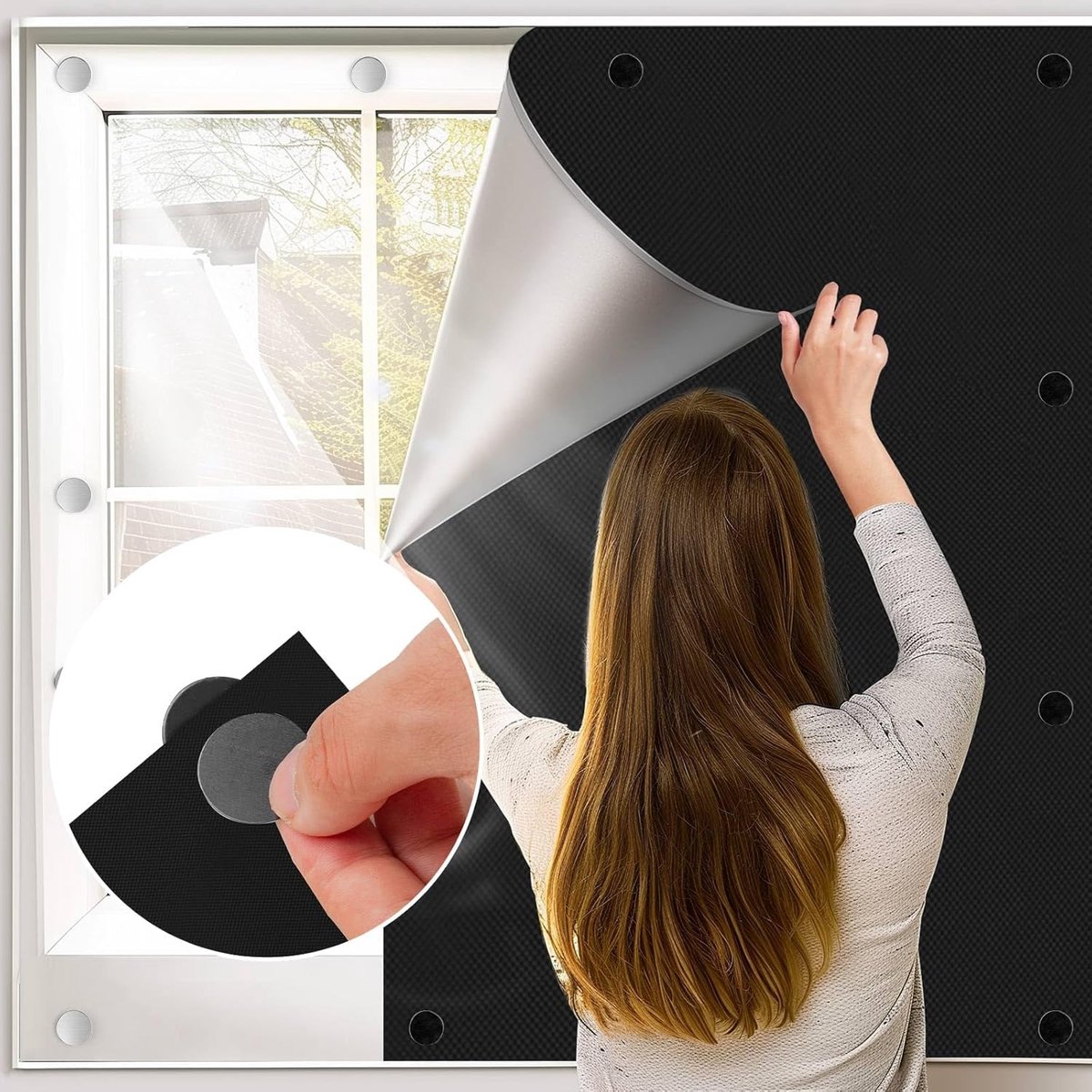 Candala - Magneten voor ramen, verduistering, magneetsluiting, verduisteringsstof, verduisterend rolgordijn zonder boren, dakraam, zonwering, verduisterend, afneembaar, voor vakantie (magneetaccessoires,