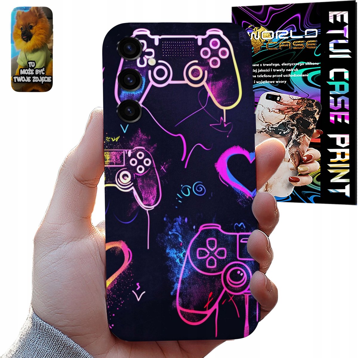Hoesje voor Samsung Galaxy S24 FE Gamer met game-patronen + glas