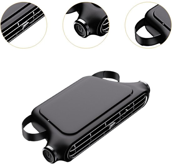 Auto hoofdsteun ventilator bladloos USB Type-C 3 snelheden klittenband autoventilator achterbank zwart