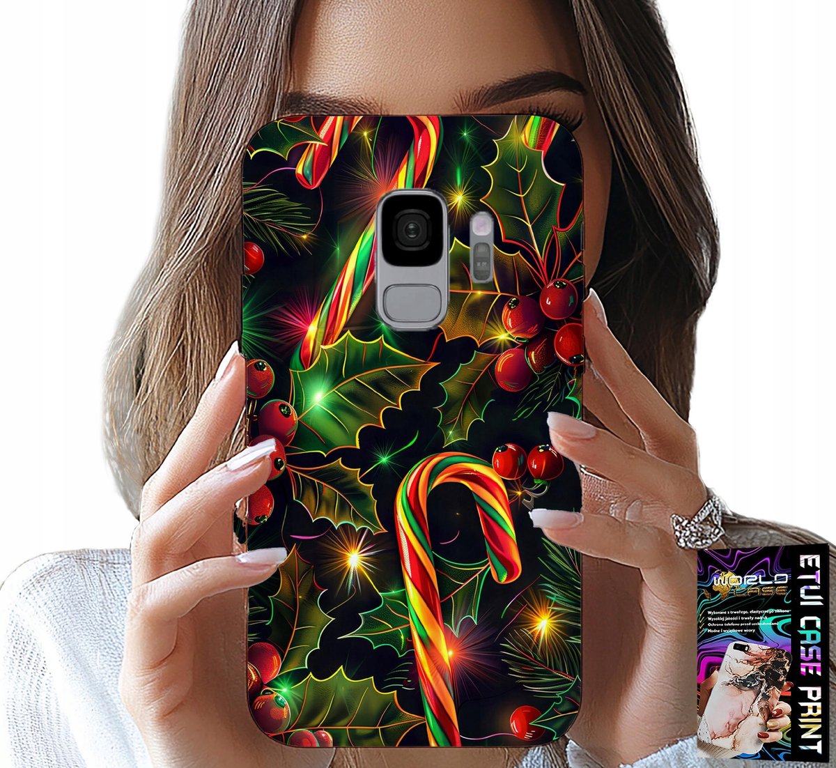 HOESJE VOOR SAMSUNG GALAXY S9 - SUIKERSTOKJE, MARETOE, KERSTBOOM + FOLIE