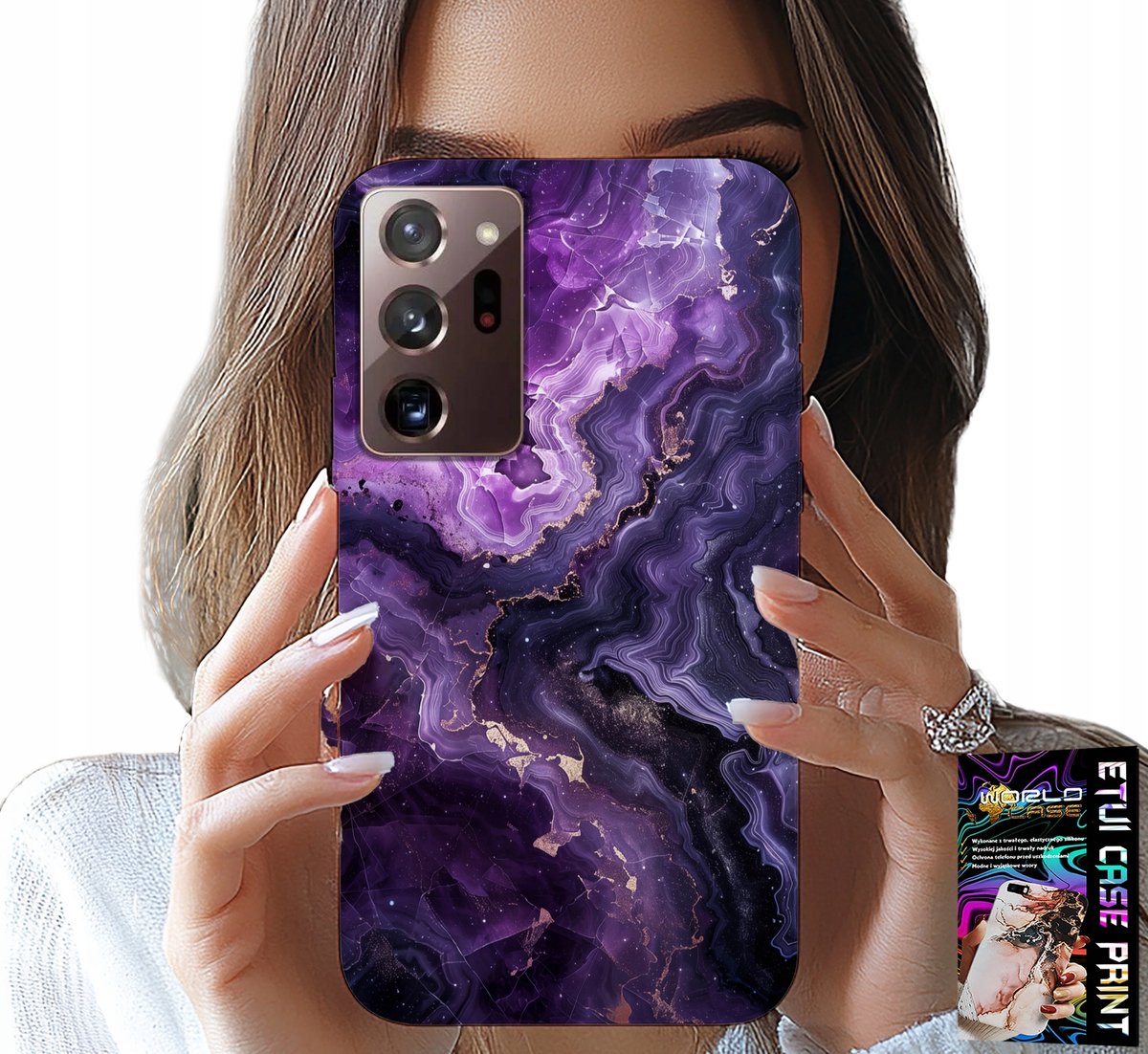 HOESJE VOOR SAMSUNG NOTE 20 ULTRA - PAARS MARMER MODIEUS VROUWELIJK + FILM