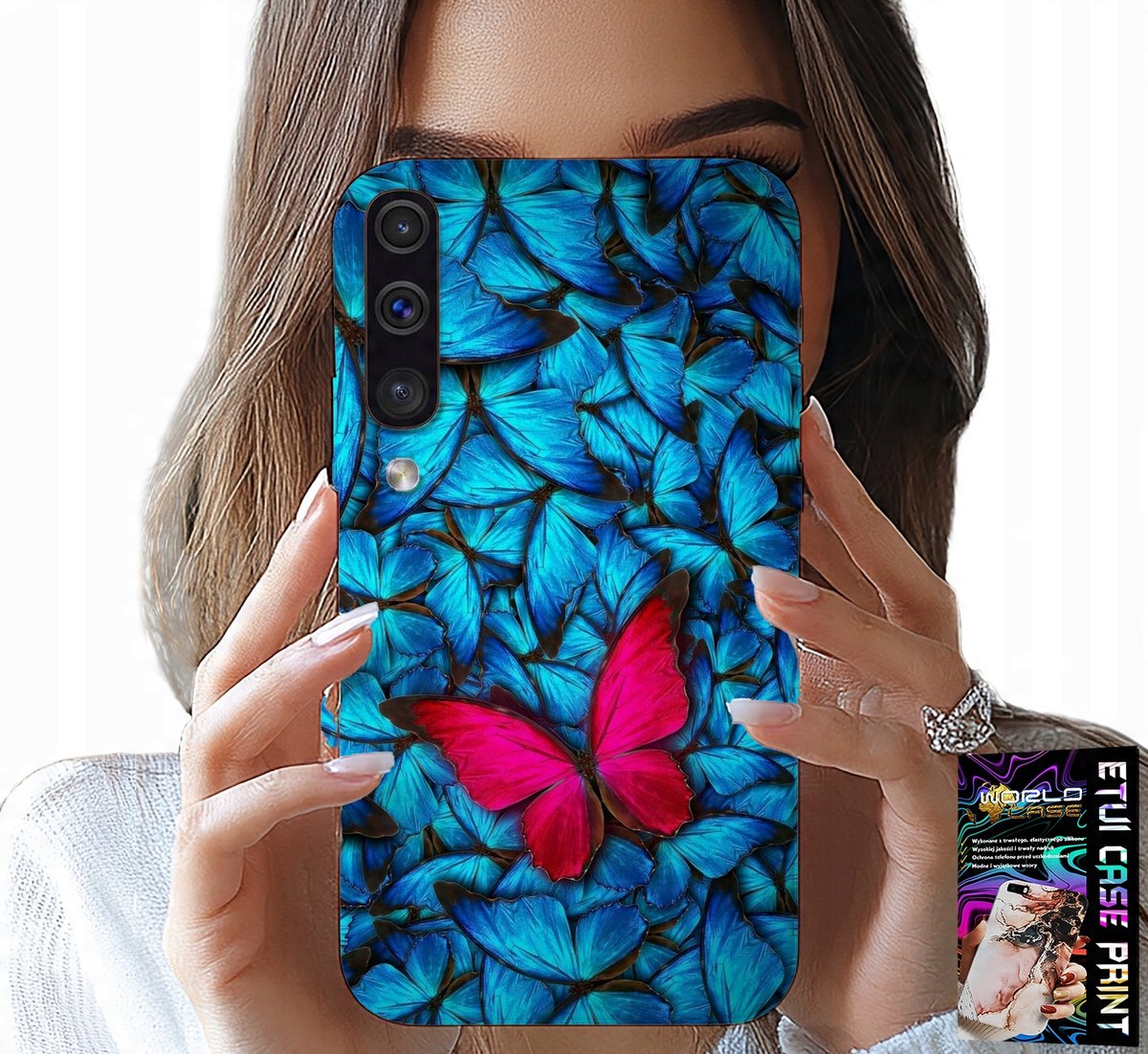 Hoesje voor Samsung A50 / A30S - Blauwe vlinders, vlinder, vrouwelijk patroon