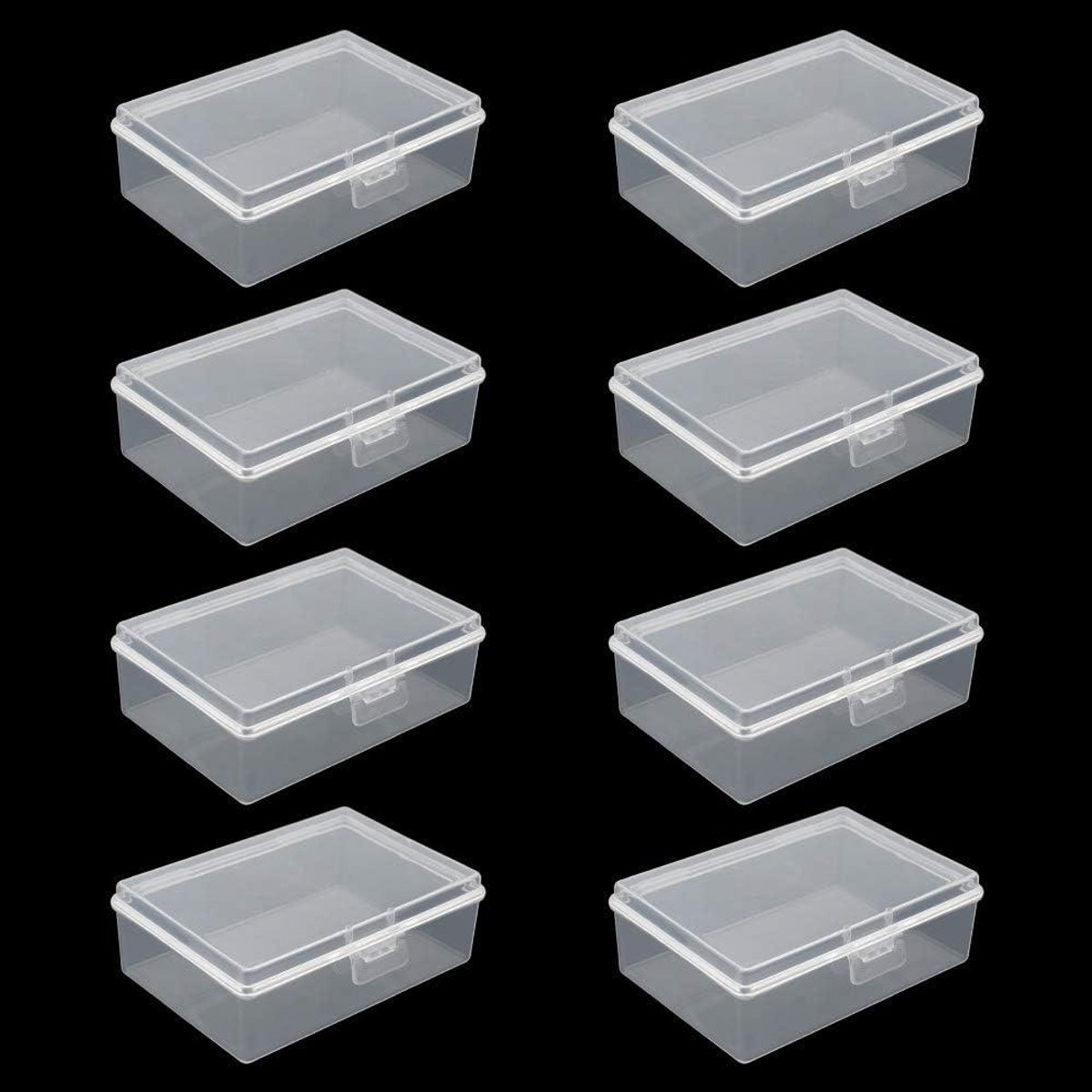 Opbergdoosje - Transparant - Kleine Rechthoekige Opbergcontainer met Deksel - 8 stuks - Kantoor Thuis