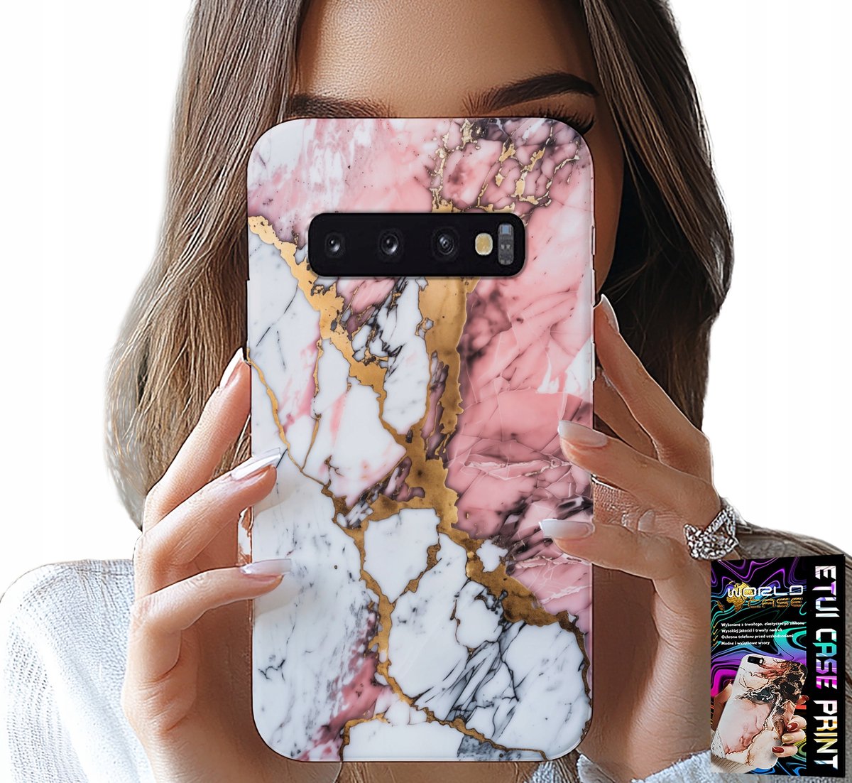 HOESJE VOOR SAMSUNG GALAXY S10 - ROZE WIT MARMER, STEENPATROON