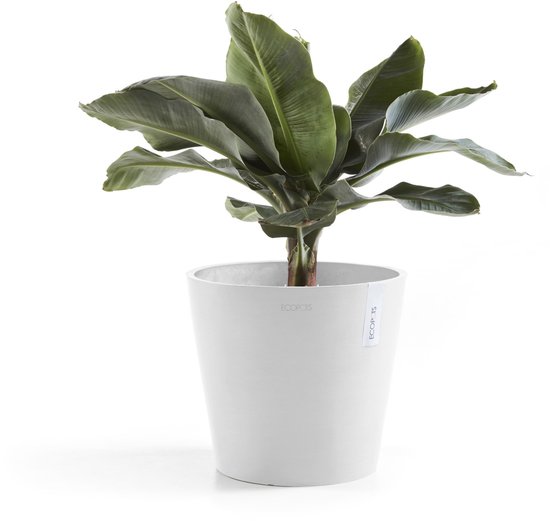 Ecopots Amsterdam 30 - Pure White - Ø30 x H25,4 cm - Ronde witte bloempot
