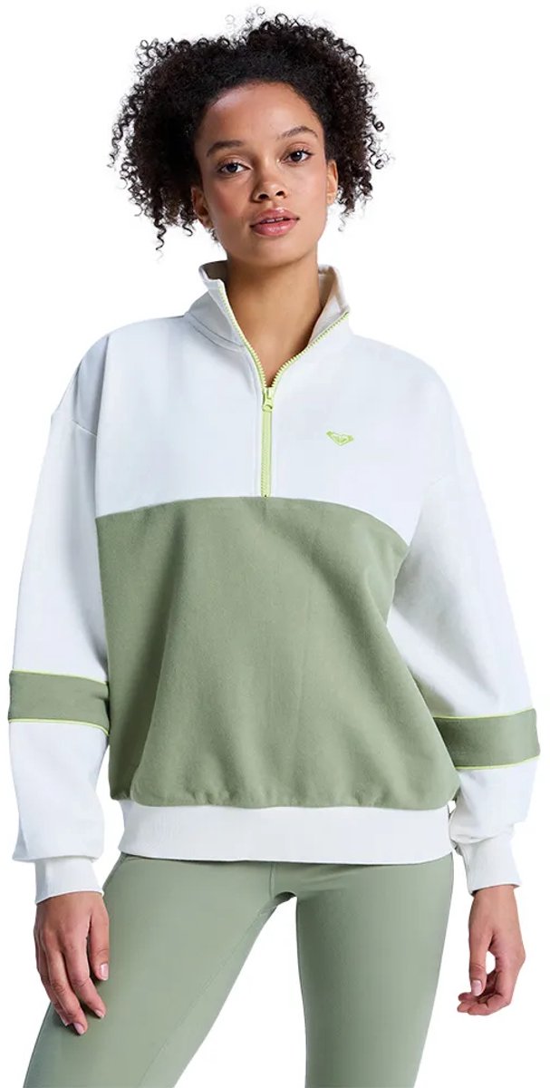 Roxy Ess Energy New Sweatshirt Met Halve Rits XL Vrouw Groen