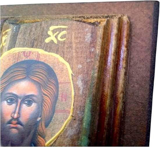 Houten Religieuze Icoon - Christelijke Orthodoxe Kunst - Gebed Meditatie - Handgemaakt Uniek Kunstwerk - 13x13 cm - Meerkleurig van houten — afbeelding 2
