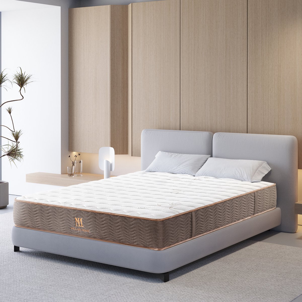 MeiLun Home MeiLun E1 Pocketvering Hybride Matras 160x200cm – 26.8cm – Bamboe Gebreide Tijk - Houtskool Memory Foam - Profielschuim - Extra Stevige Ondersteuning - Ademend en Drukverlagend wit