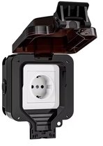 Buitenstopcontact, waterdicht IP66 stopcontact, 1-voudig, buitenstopcontact, opbouw, verdikt, wandcontactdoos, upgrade voor tuin, keuken, garage, wasruimte, buiten, met sluitbare klapdeksel, Inclusief M20 kabelplug