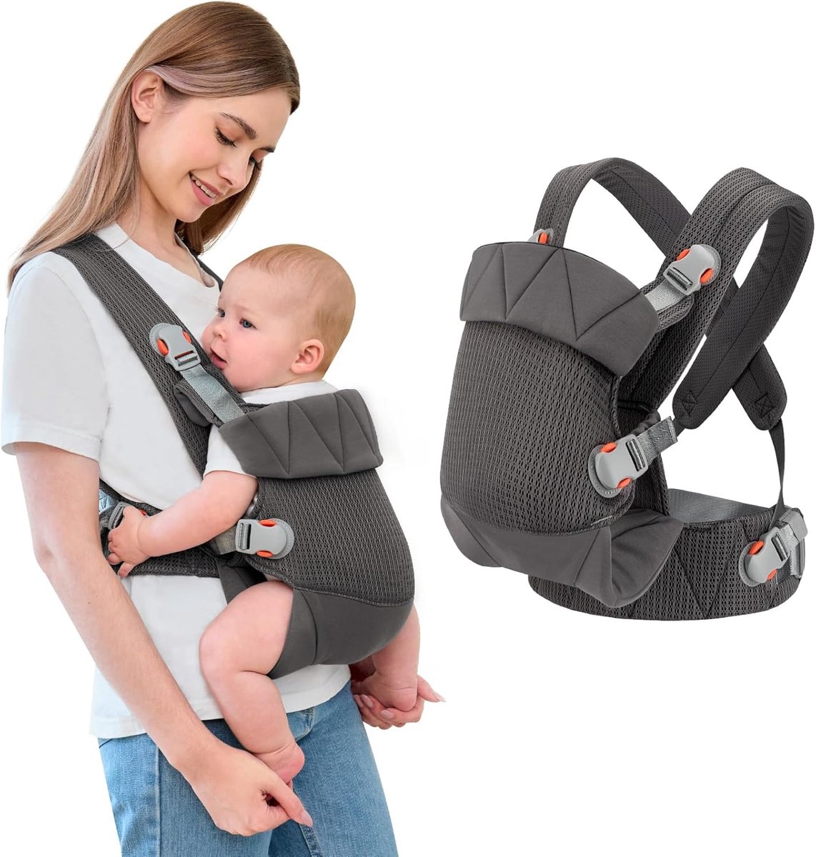 Ergonomische Babydrager voor Pasgeborenen - Verstelbare Draagzak voor Voor- en Achterdragen