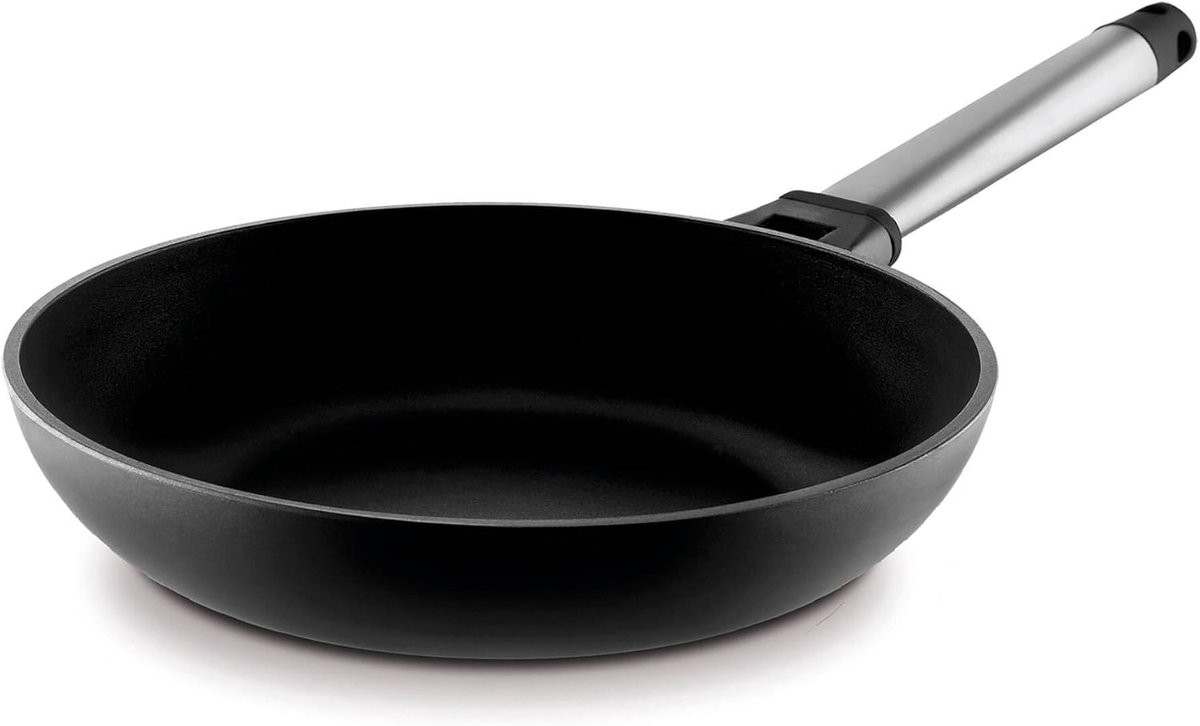 Koekenpan - Koekenpan met steel - Bakken en braden - Afneembaar handvat - 24 cm - Zilver
