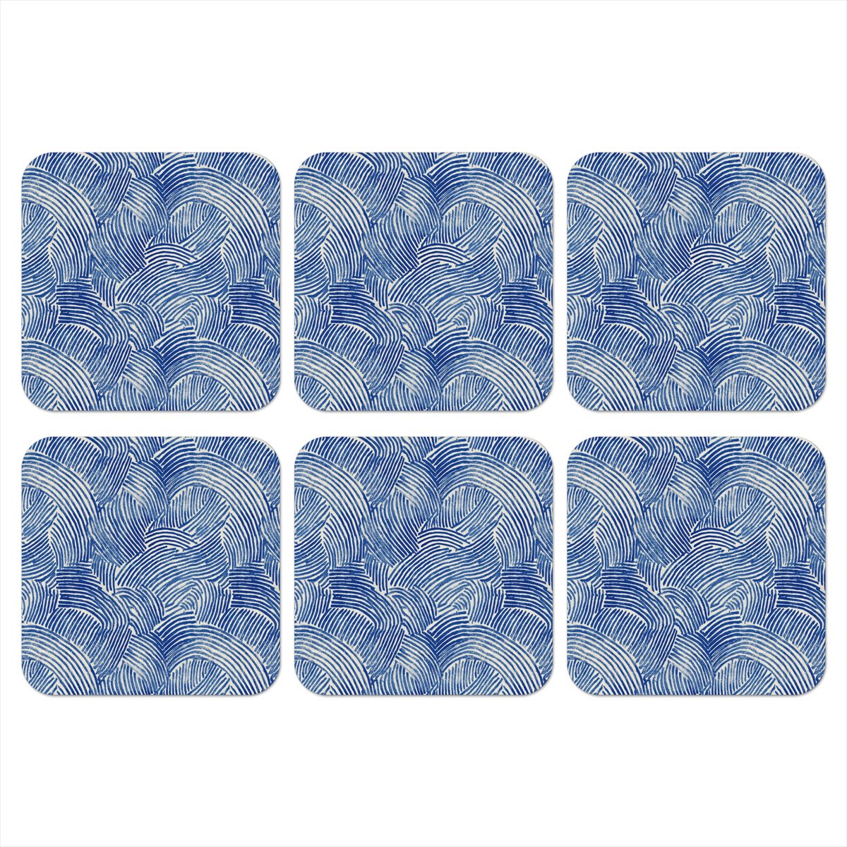 Onderzetters voor glazen - Modern - Abstract - Blauw - 10x10 cm - Glasonderzetters - 6 stuks