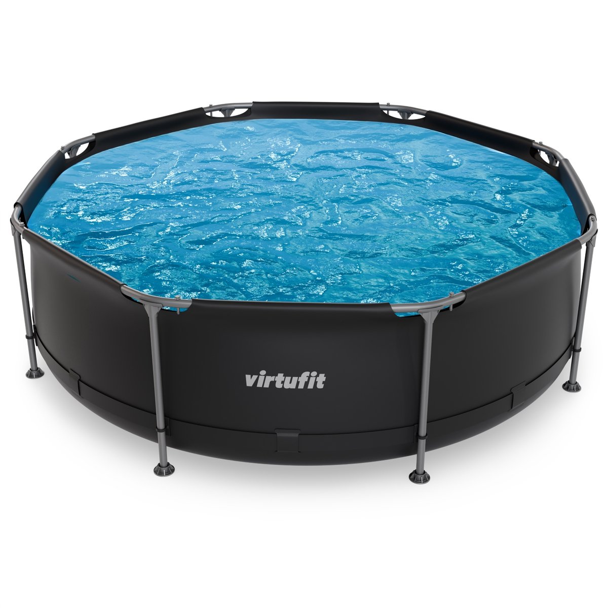 VirtuFit Rond Zwembad Ø244 x 76 cm - Incl. Filterpomp - Opzetzwembad - Duurzaam & Veilig Stalen Frame - Antraciet — afbeelding 13