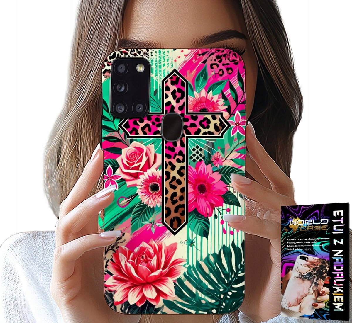 HOESJE VOOR SAMSUNG GALAXY A21S - KRUIS, ROOS, CHRISTELIJKHEID, JEZUS ACHTERKANT