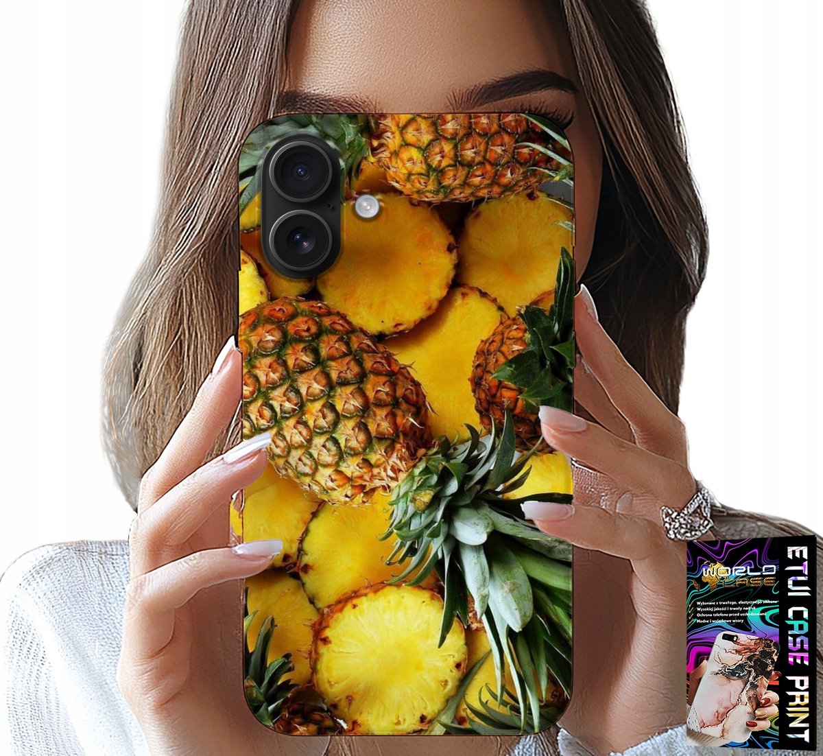HOESJE VOOR IPHONE 16 PLUS - ANANAS FRUIT HOESJE + GLAS