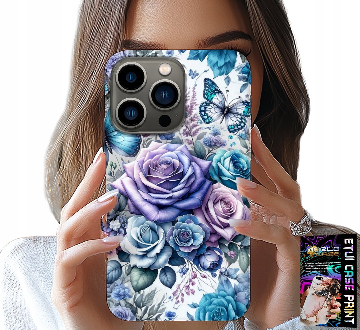 HOESJE VOOR IPHONE 16 PRO MAX - HOESJE MET BLOEMENPATROON EN ROZEN + GLAS