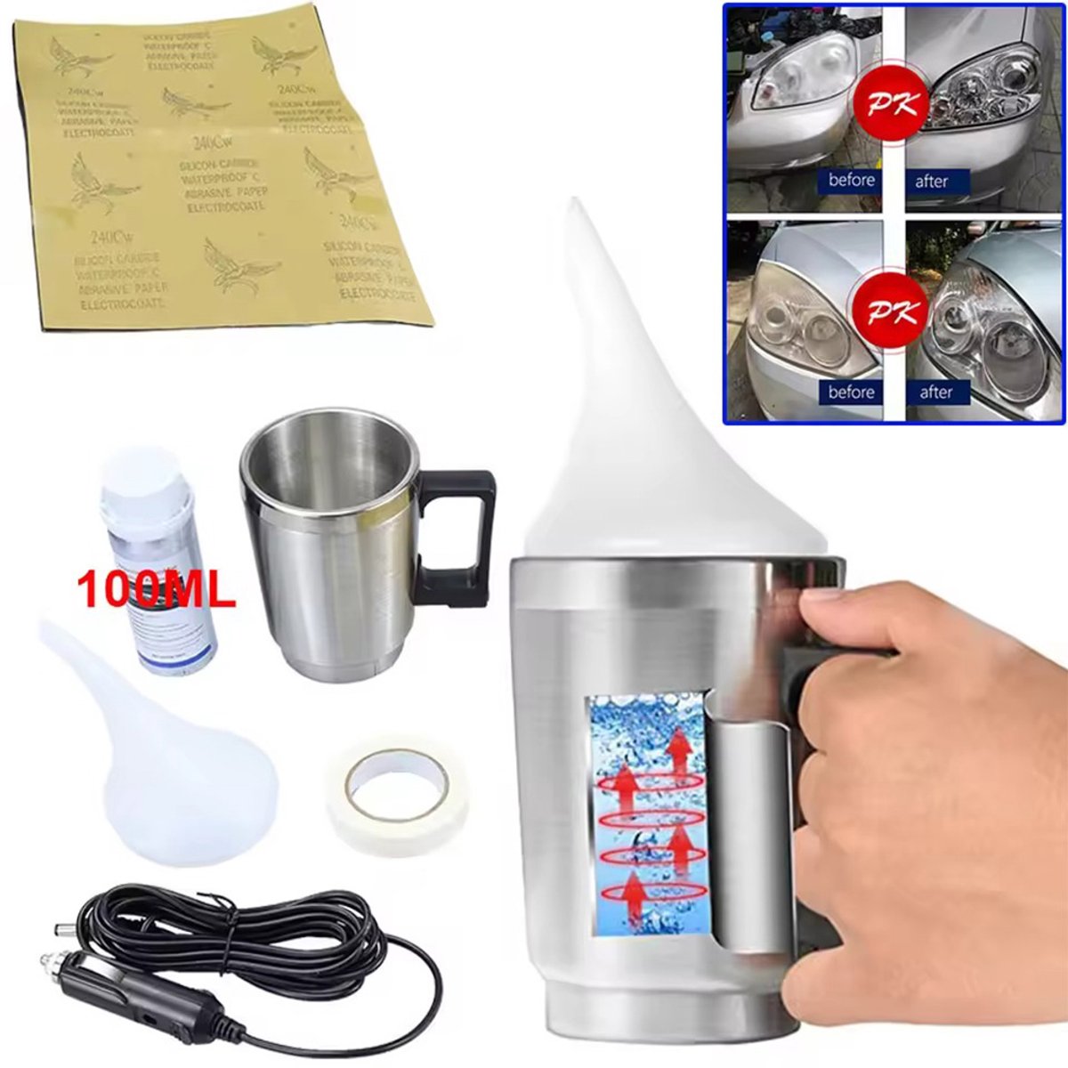 Homtas 100 ml Koplampreparatie- & Restauratieset – Op damp gebaseerde renovatie