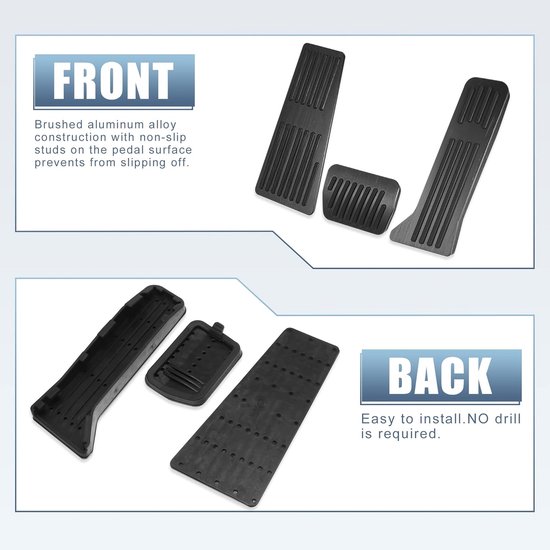 Pedaal Covers - Antislip Pedaal - Auto Interieur - Aluminium Legering - 3 Stuks - Zwart — afbeelding 3
