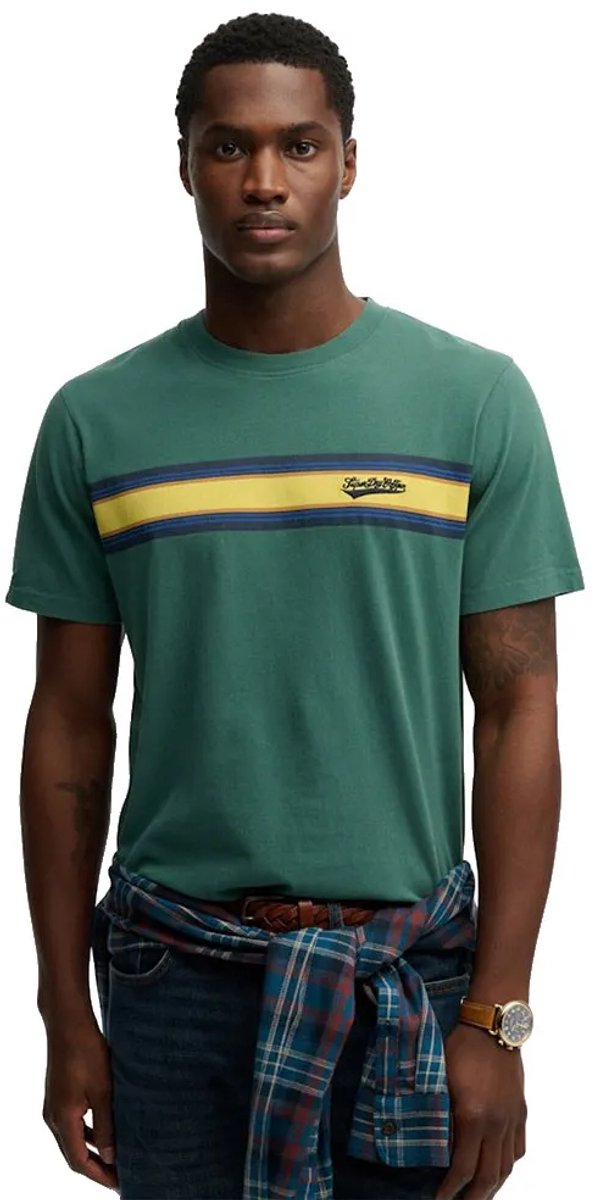 Superdry Outdoor Stripe Logo Relaxed T-shirt Heren T-shirts Groen