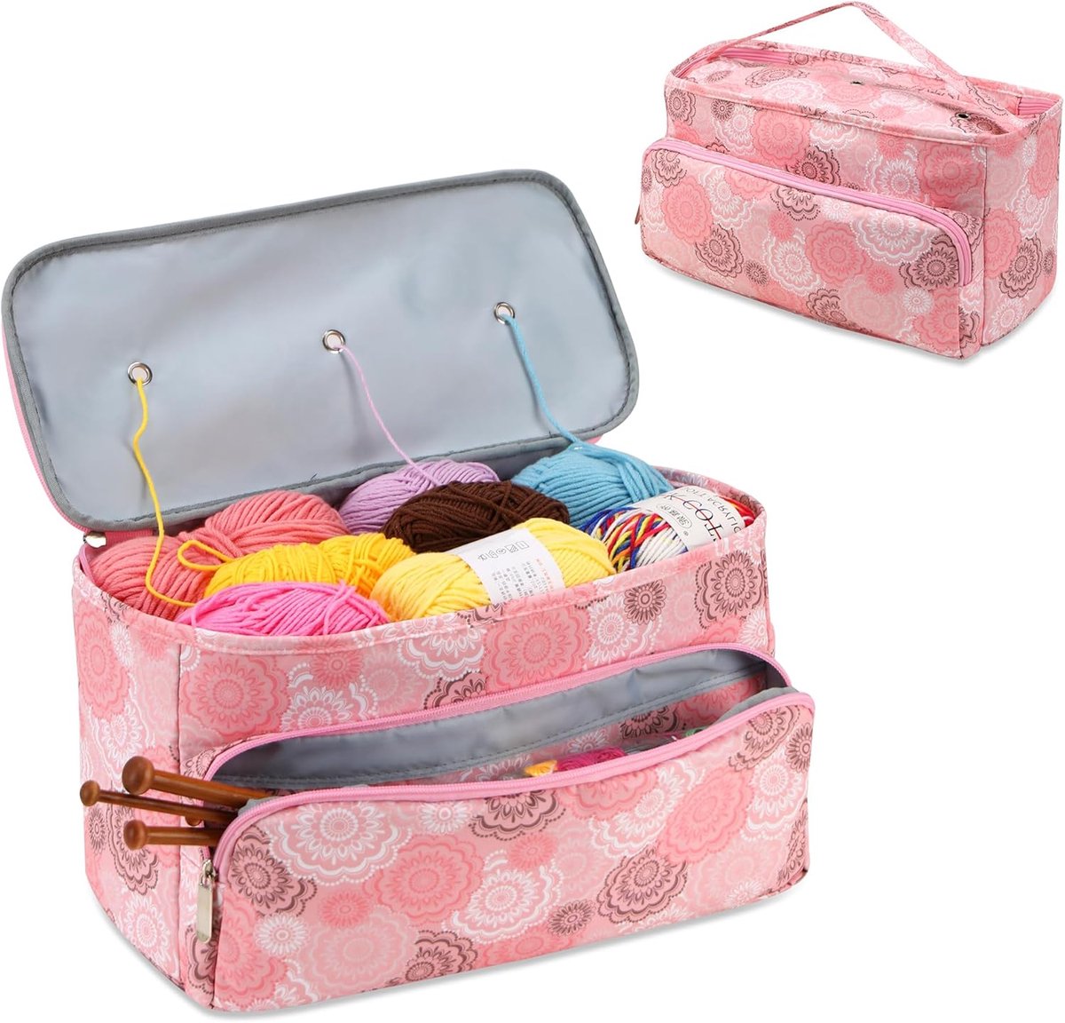 Breitas - Garen Organisator - Hobby Projecten - 3 Grommets - 36x15.5x18.5 cm - Roze